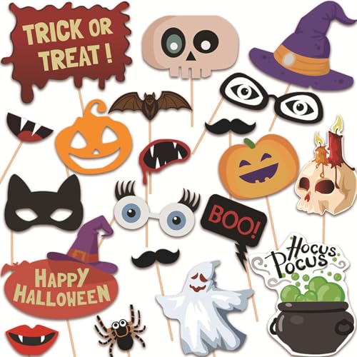 Halloween Photo Booth Props Sign Kit 20pcs Costume Party Decorations