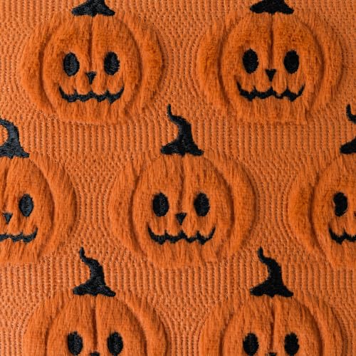 Halloween Pillow Covers 16x16 Set of 2 - Rust Red Pumpkin Tufted Decor