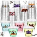 Halloween Party Cups Set - 100 Clear 9 oz Disposable Plastic Cups with Spooky Designs