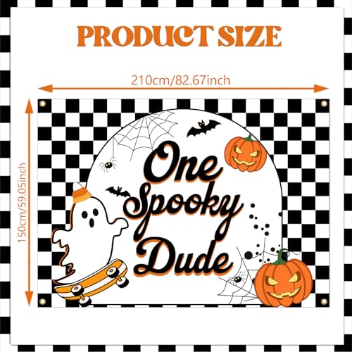 Halloween 1st Birthday Backdrop Banner - Spooky Ghost Pumpkin Bat Decoration, 7x5FT