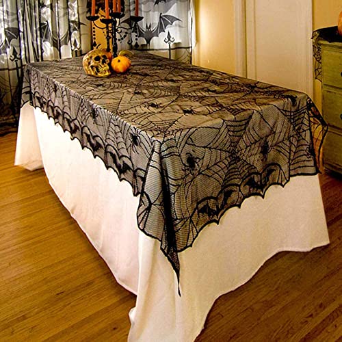 Halloween Spider Web Lace Tablecloth 47x63 Inches Gothic Party Decor