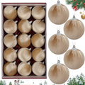 15pcs Champagne Velvet Christmas Ball Ornaments - Small Holiday Tree Decorations