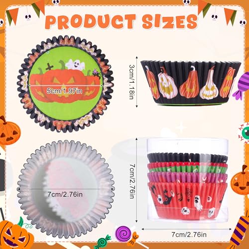 Halloween Cupcake Liners Pack - Castle and Pumpkin Pattern, Style A, 100 pcs