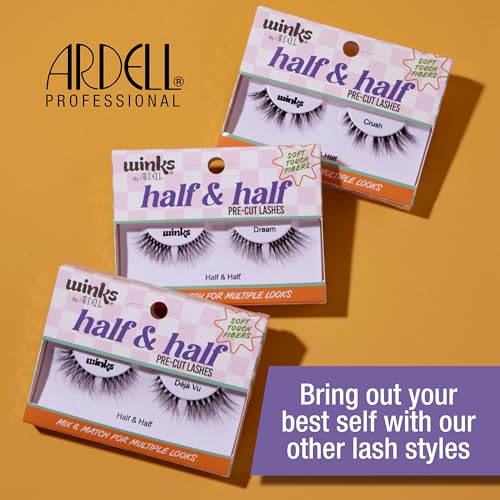 Ardell Winks Half & Half Eyelashes - Crush Variation, Natural Wispy Cat Eye Strips, 1 Pack