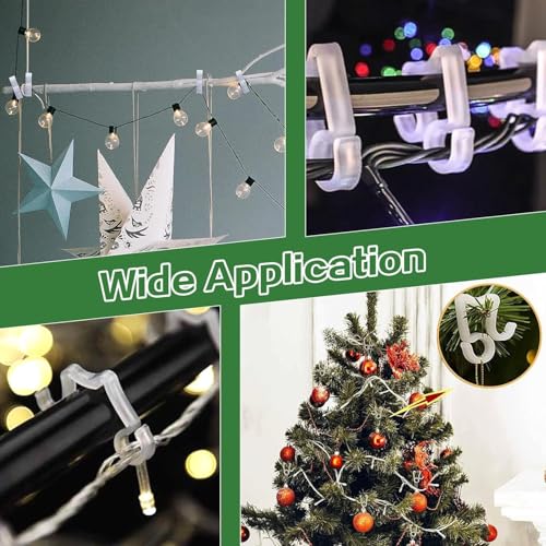 Christmas Light Clips Hooks 200 Pack - Universal Outdoor String Light Holders