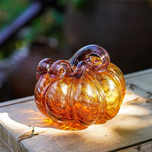 Handcrafted Crystal Pumpkin Paperweight Halloween Thanksgiving Decor