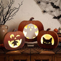 Halloween Lighted Pumpkin Table Decor Set with Ghost Cat Bat - Pinkunn
