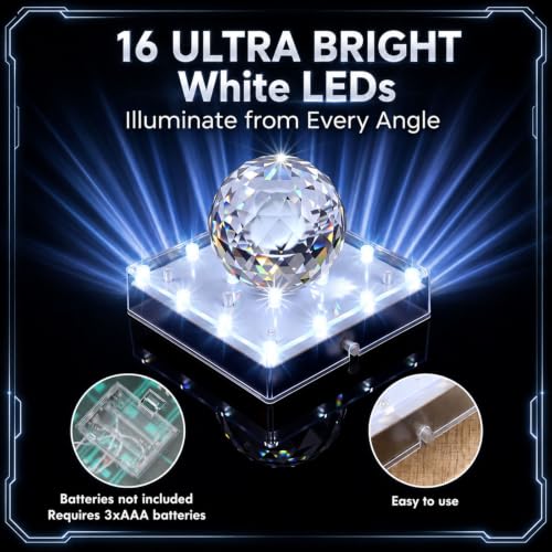 10 Pack 5-Inch Square LED Light Bases for Glass Art & Centerpieces
