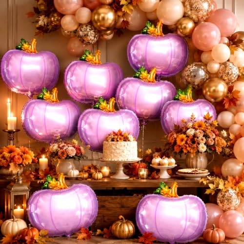 Purple Fall Pumpkin Foil Balloons for Thanksgiving & Autumn Decor - Eostankr
