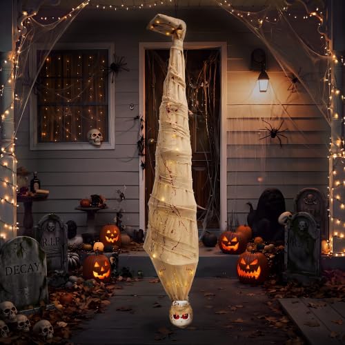 Yellow 70in Voice-Activated Shaking Corpse Halloween Decoration