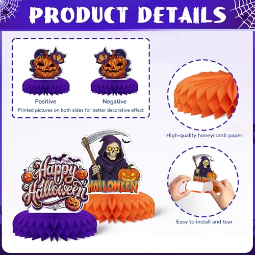 Halloween Honeycomb Table Centerpieces - 9 Pack Party Decorations