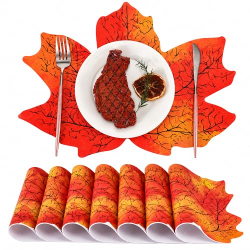 Fall Maple Leaf Paper Placemats - Thanksgiving & Autumn Table Decor, 60 Pack