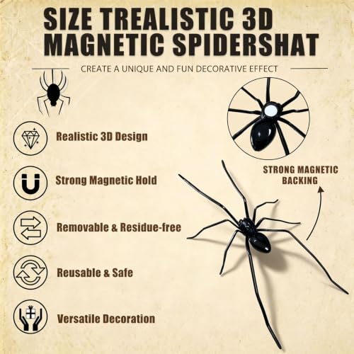 3D Realistic Spider Fridge Magnets Set - 12 Pack for Decor & Pranks