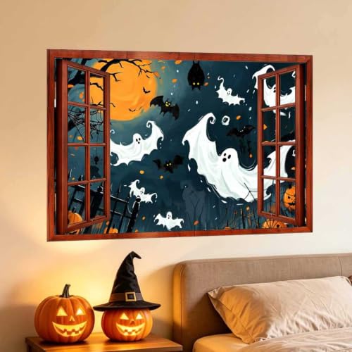 Halloween Ghost and Bat Wall Decals - Peel and Stick Halloween Decorations
