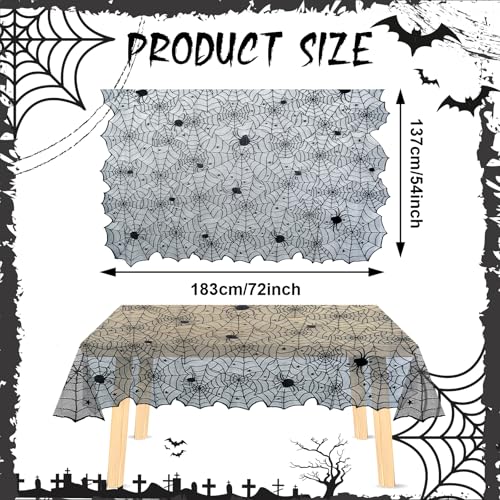 54x72 Inch Spider Web Lace Tablecloth Halloween Gothic Party Decor