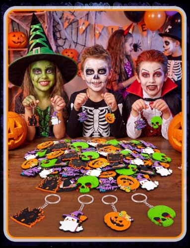 Halloween Keychain Set - 90 Spooky Horror Keychains for Party Favors & Gifts - Variation 90