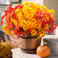 Fall Mix Artificial Outdoor Fall Flowers - UV-Resistant Autumn Porch Decor 16 PCS