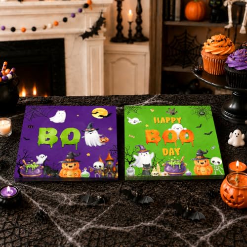Halloween Ghost Paper Napkins - 50 Pack Cute Boo Ghost Party Decor