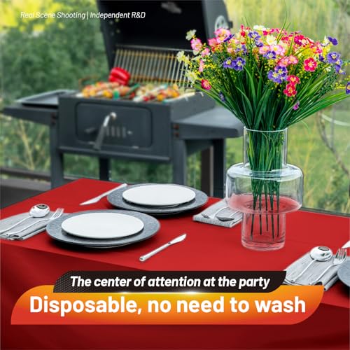 Red Disposable Plastic Tablecloth Roll 410 Ft X 54 In Rectangular with Variation