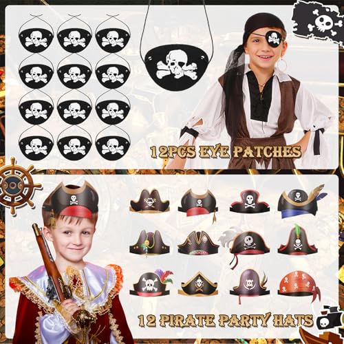 Pirate Party Favors Set for Kids - Treasure Chest, Tattoos, Hats & More