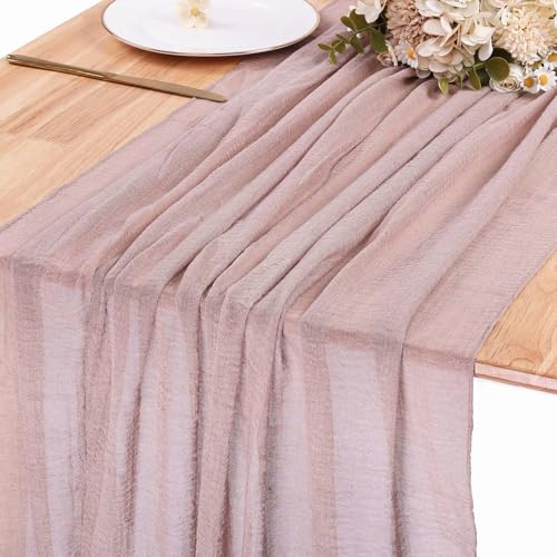 Linen Grey Cheesecloth Table Runner 10ft Boho Rustic Wedding & Party Decor