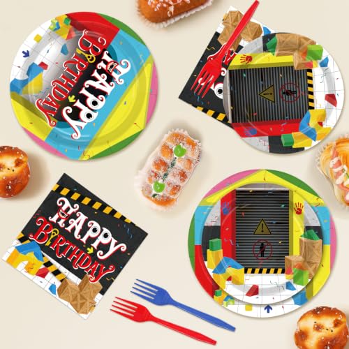 Playful Horror Cartoon Birthday Party Paper Plates Set - 96 Pieces