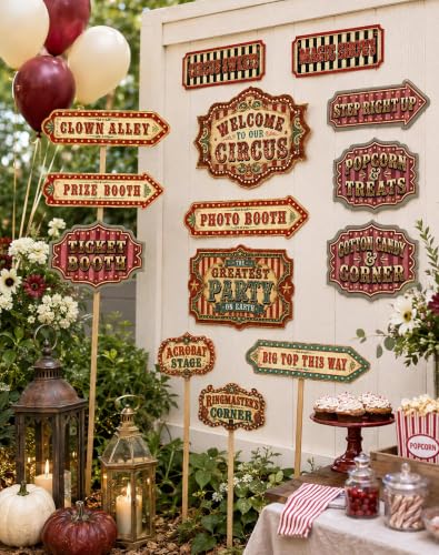 Halloween Creepy Circus Wall Decor Set - 20pcs Haunted Carnival Signs