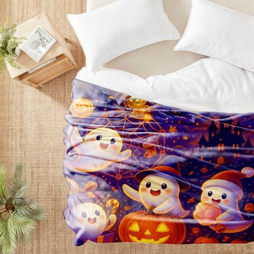 Halloween Throw Blanket 60x50 Inches - Soft Flannel Pumpkin Ghost Decor - Cozy Autumn Home Accessory - Variation of THIS listing