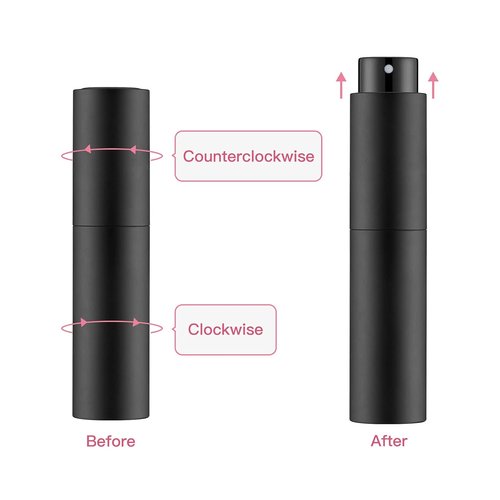 Tekson Travel Perfume Atomizer - Refillable Mini Cologne Spray Bottle (10ml, Black)