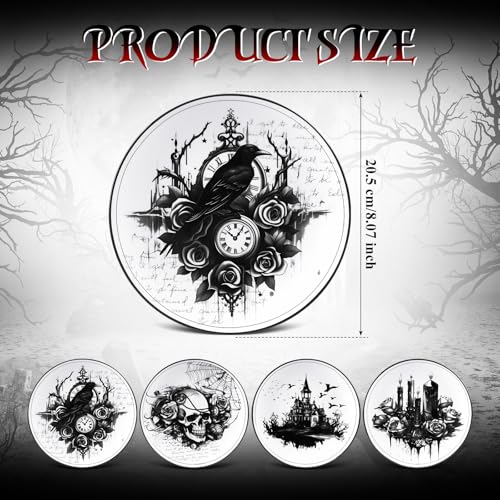 Halloween Ceramic Dinnerware Set - 4 Gothic Plates for Parties & Decor