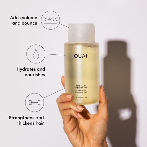 OUAI Fine Hair Shampoo & Conditioner Set - Volumizing Travel Size Duo with Keratin, Biotin & Chia Seed Oil | Sulfate-Free, 3 Oz