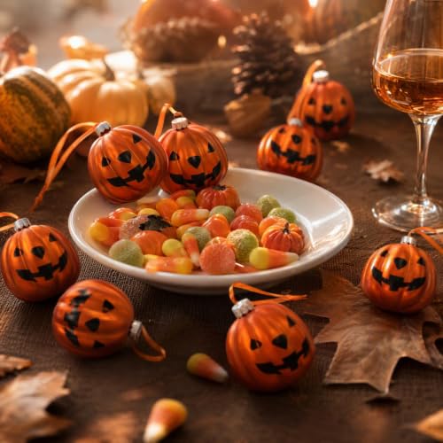 Halloween Pumpkin Hanging Decorations Set - 12 Plastic Ornaments for Festive Indoor & Outdoor Decor