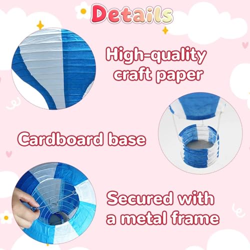6 Pack Hot Air Balloon Paper Lanterns 12 Inch Hanging Ceiling Decor for Party Events