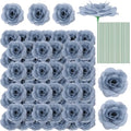 Artificial Blue Roses Bouquet - 100 Pcs Long Stem Silk Flowers for Wedding & Party Decor - Dusty Blue