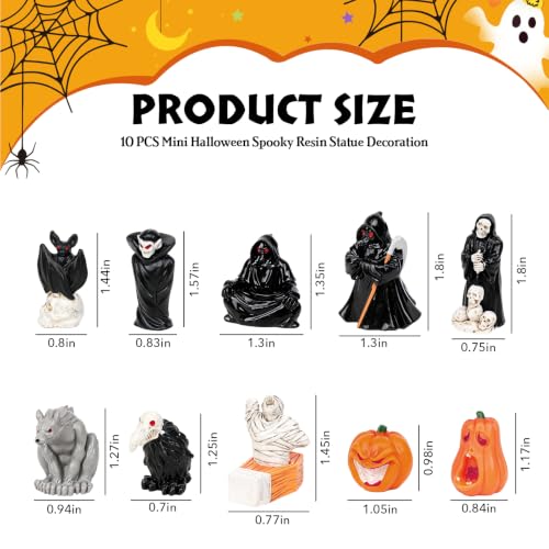 Mini Halloween Car Dashboard Figurines Set - Spooky Gothic Decor 10 PCS