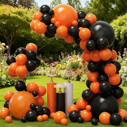 Black Orange Balloon Arch Kit - 134pcs Back to School Halloween Decoration