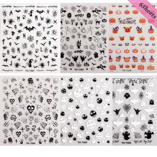 Halloween Nail Stickers Mini Spooky Decals - Black Cat, Pumpkins, Bat, Ghost, Web, Variation of THIS listing