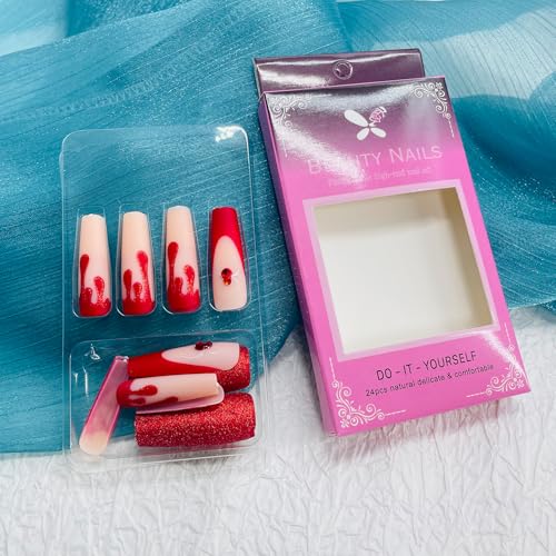 Halloween Press On Nails Long Square with Spider Web Rhinestone Set - Variation 26