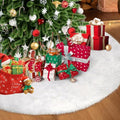 48 Inch White Faux Fur Christmas Tree Skirt for 7.5-9 Ft Trees - Holiday Decor