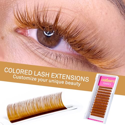 Colored Lash Extensions Light Brown D Curl 0.07mm 8-15mm Salon Use - Variation of Brown-0.07-D