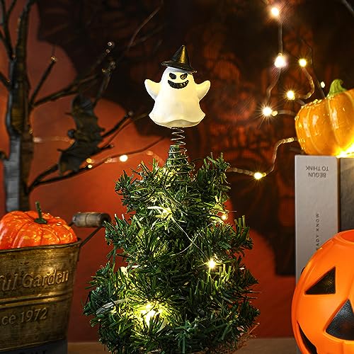 Halloween Ghost Tree Topper - Small Spooky Tree Decor for Christmas & Halloween