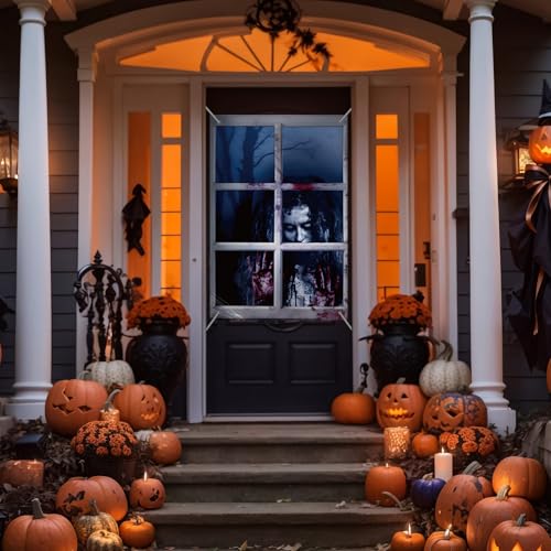 Halloween Ghost Window Decorations Curtain Set - Indoor Outdoor Scary Wall Decor - Style2