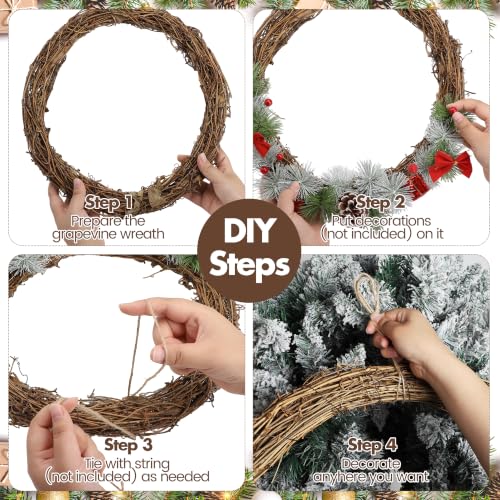 16 Inch Natural Grapevine Wreath for DIY Christmas Holiday & Wedding Decor - Rustic Garland