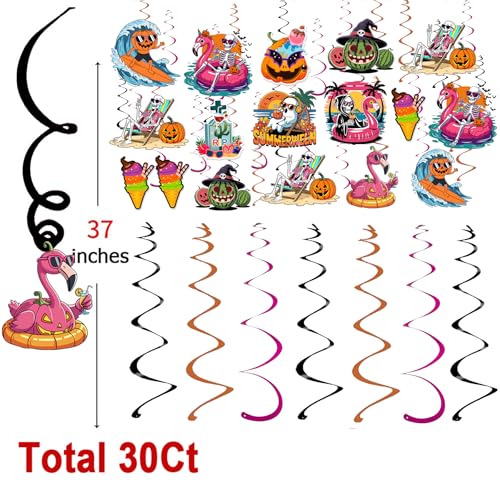 Summer Halloween Banner with Hanging Swirls - Tropical Party Decorations