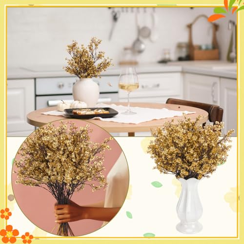 Artificial Golden Baby's Breath Flowers - 21 Stems Fall Wedding & Decor