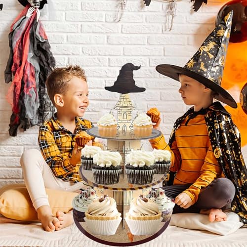 Magical Wizard Cupcake Stand 3-Tier Dessert Display for Parties and Celebrations