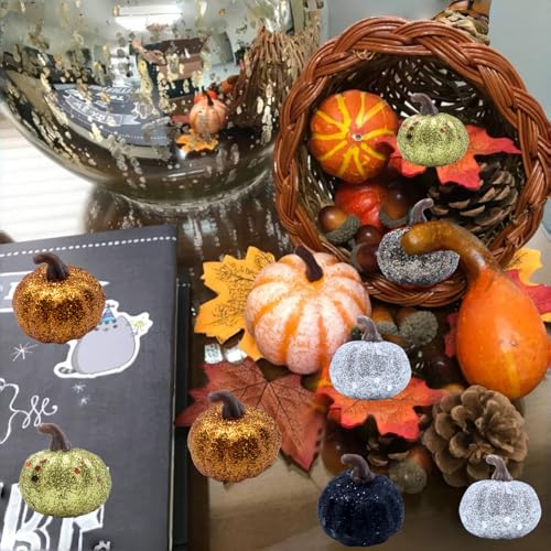 30Pcs Fall Pumpkin Ornaments - Mini Rustic Hanging Decorations for Autumn & Holiday Tree