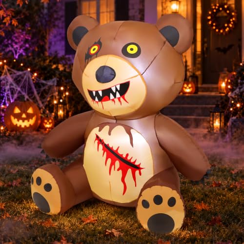 5FT Halloween Inflatable Bear Decoration Outdoor Yard Decor with LEDs and Safety Certified