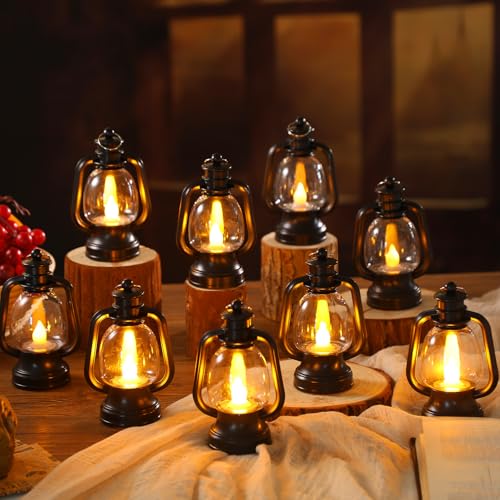 Mini Lanterns Set - 12 Black 6-Inch Decorative Candle Lanterns for Home & Party