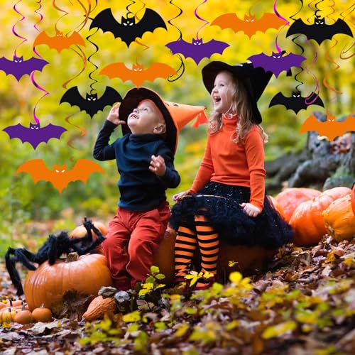 Halloween Bat Hanging Decorations Set - 46 Pc Spooky Party Streamers & Ornaments